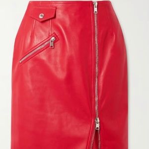 Alexander McQueen midi skirt imperial red leather